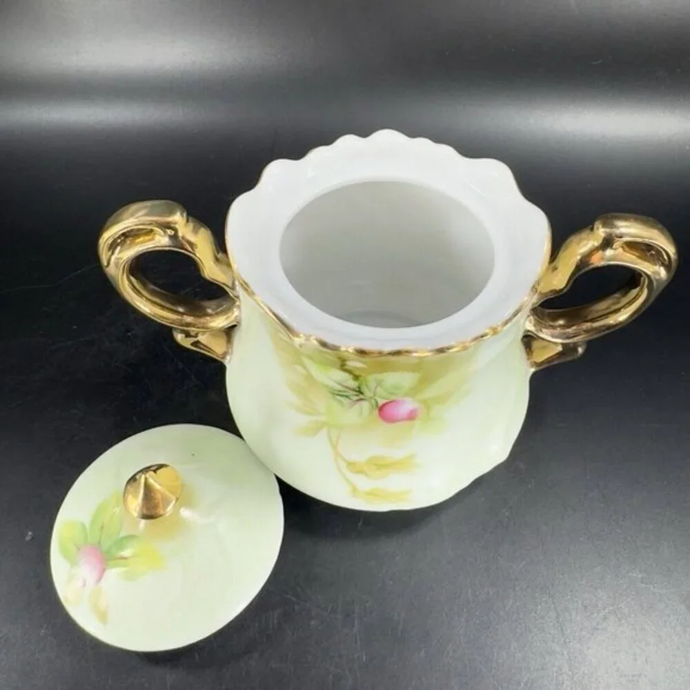 Vintage Lefton Hand Painted Sugar And Creamer Set 2 W Original Stickers Japan‎